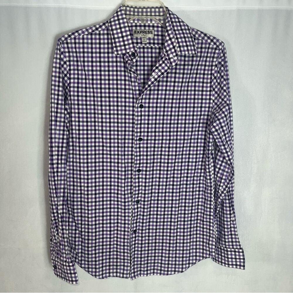 Express Fitted Purple Button Down Shirt Purple